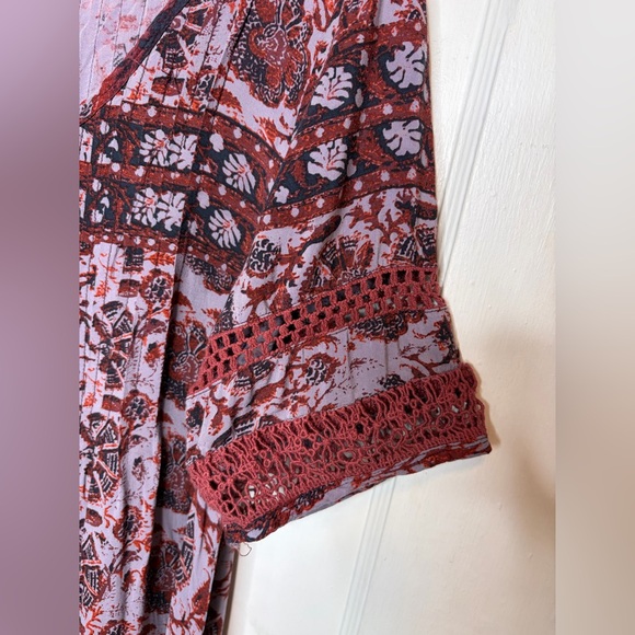 Ecote Urban Outfitters Amethyst Pintuck Frock Tunic Dress Purple Crochet Sz L - Picture 6 of 9